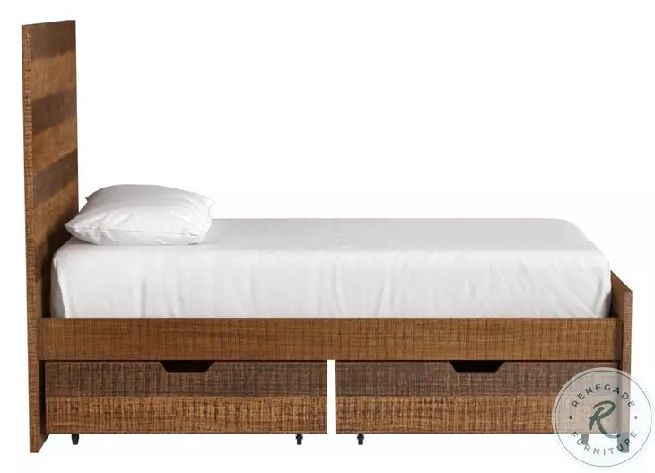 Urban Rustic Brushed Wheat Twin Bed with Storage