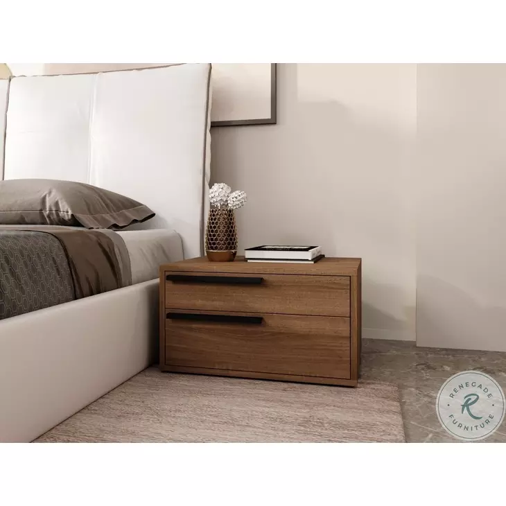 Carter Walnut 2 Drawer Left Nightstand