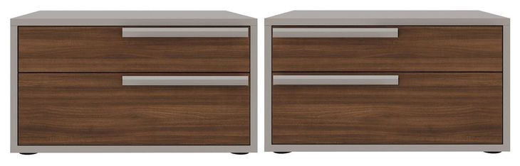 Carter Walnut Taupe 2 Drawer Nightstand Set of 2