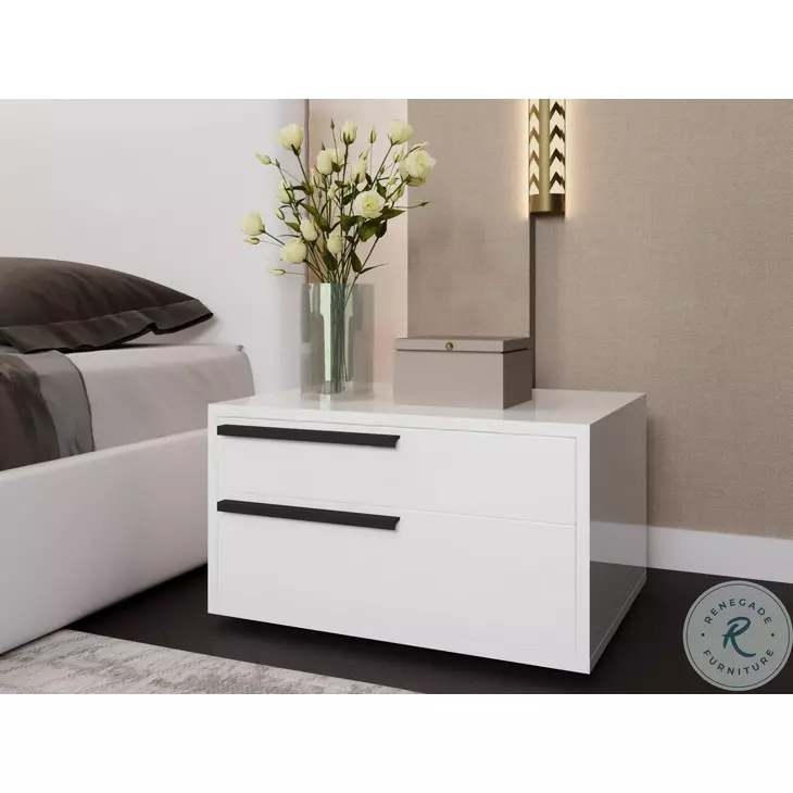 Carter White 2 Drawer Left Nightstand