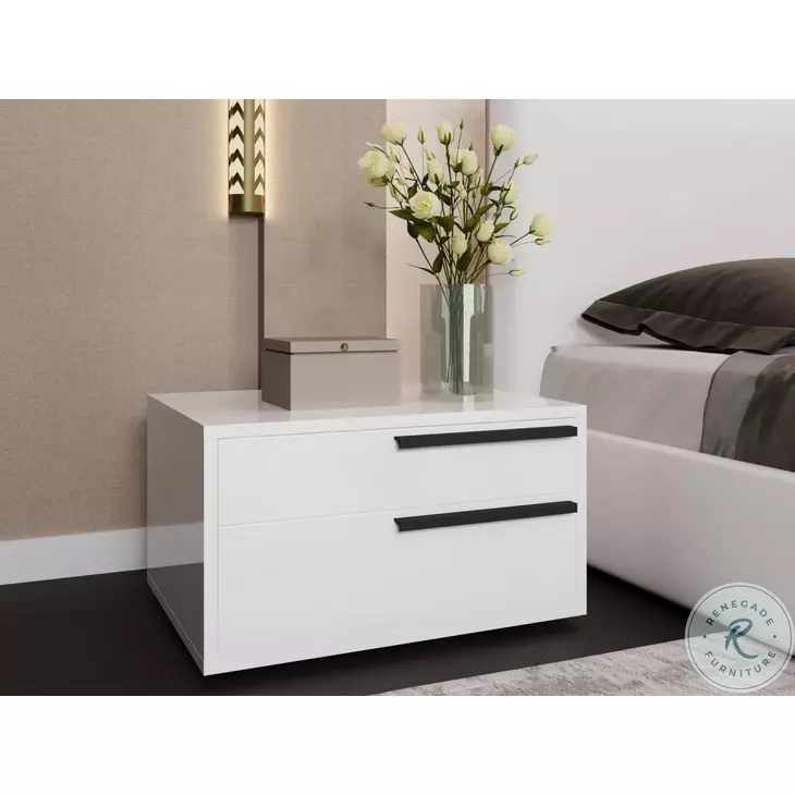 Carter White 2 Drawer Right Nightstand