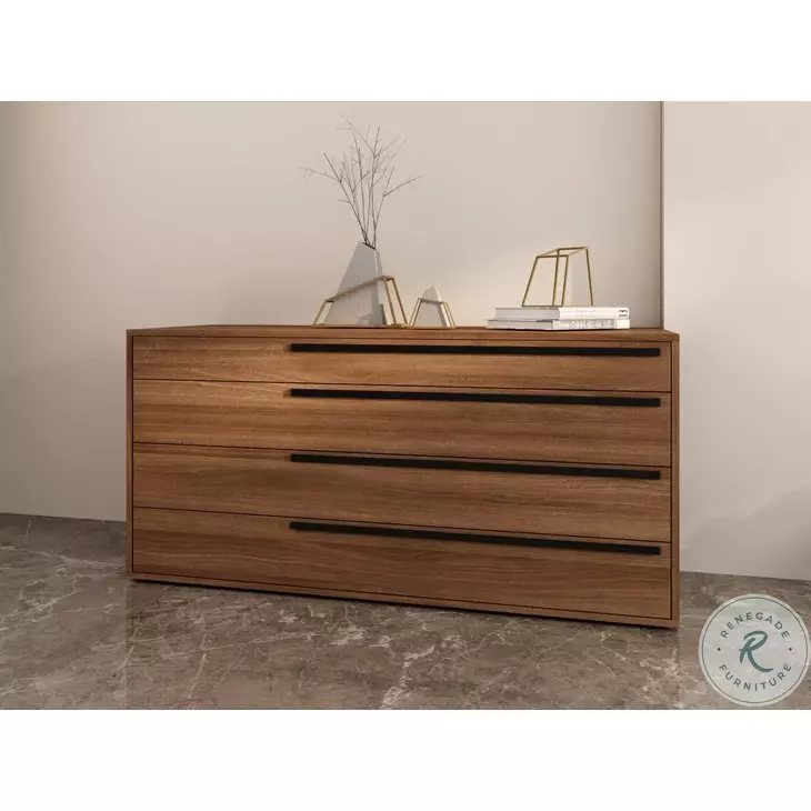 Carter Walnut 4 Drawer Dresser