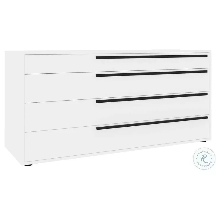 Carter White High Gloss 4 Drawer Dresser