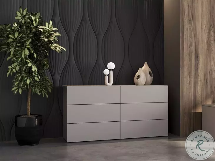 Ayla Taupe Matte 6 Drawer Dresser