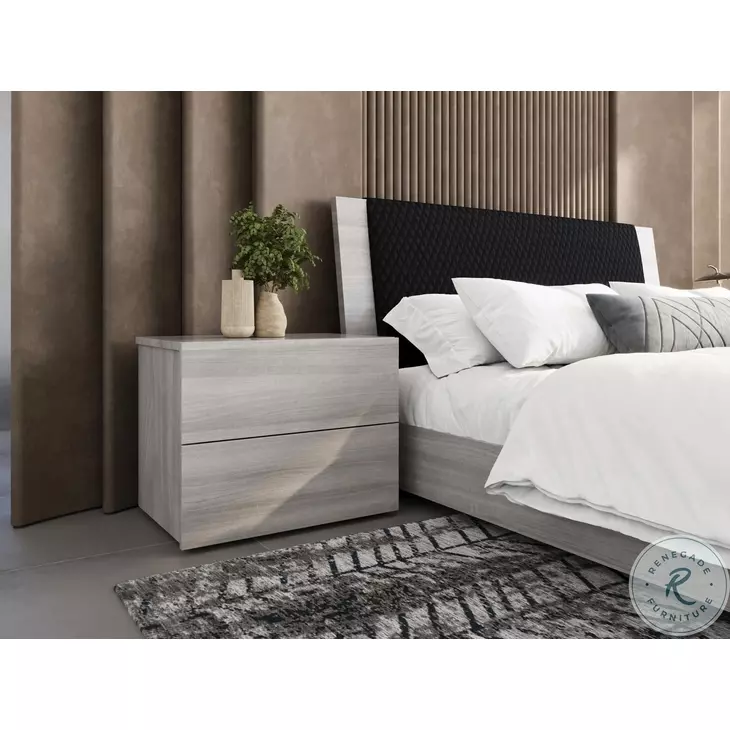 Ayla Light Gray Oak 2 Drawer Nightstand