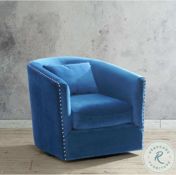 Zola Cobalt Velvet Swivel Chair From Picket House Furnishings Coleman