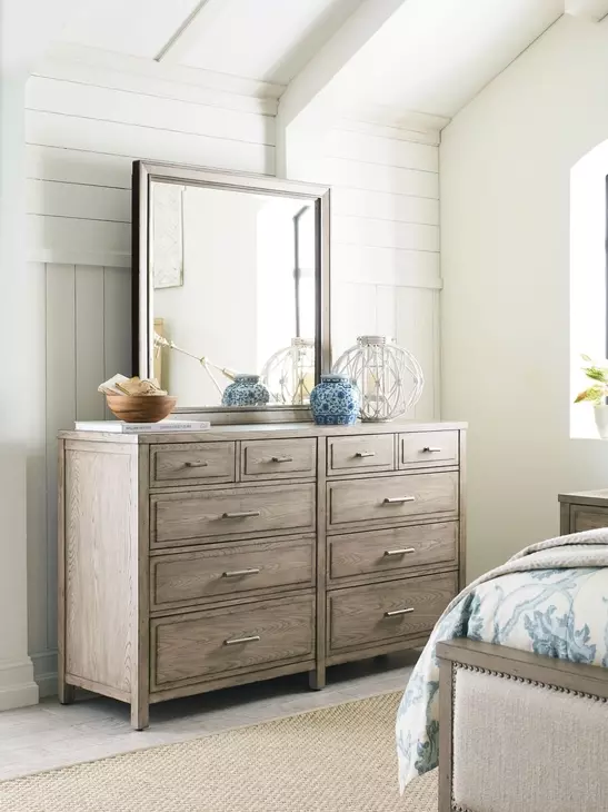 West Fork Aged Taupe 8 Drawer Parks Dresser with Square Mirror
