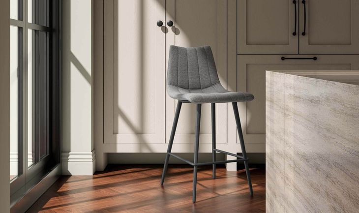 Alibi Dark Gray Performance Fabric Upholstered Counter Height Stool Set of 2