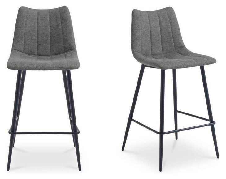 Alibi Dark Gray Performance Fabric Upholstered Counter Height Stool Set of 2