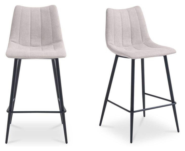 Alibi Beige Performance Fabric Upholstered Counter Height Stool Set of 2