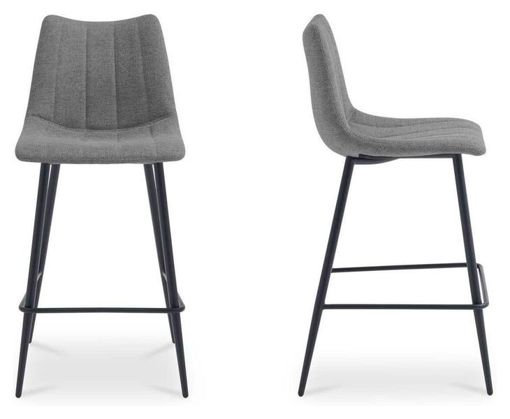 Alibi Dark Gray Performance Fabric Upholstered Bar Stool Set of 2