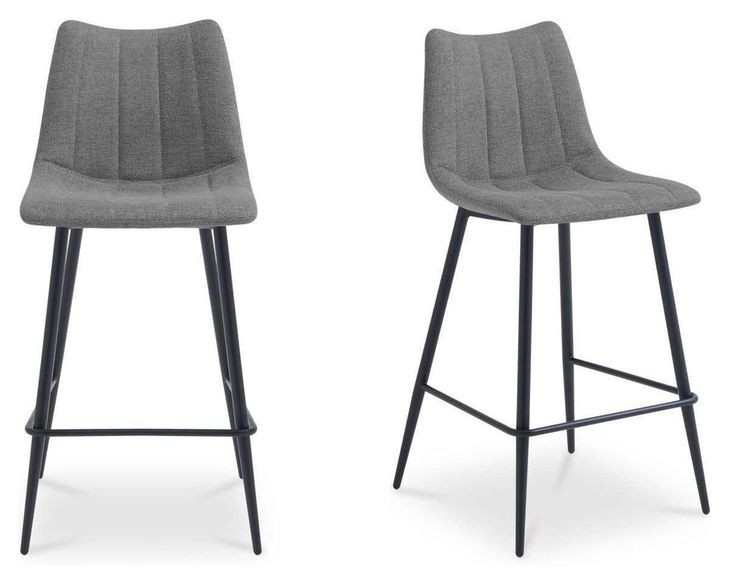Alibi Dark Gray Performance Fabric Upholstered Bar Stool Set of 2