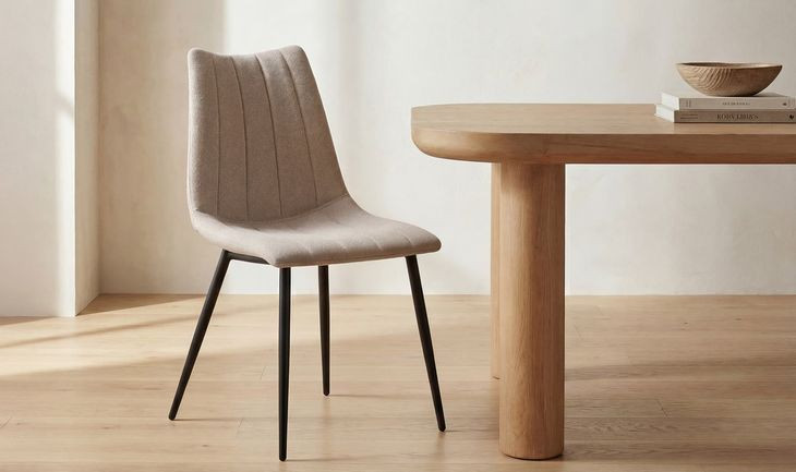 Alibi Beige Performance Fabric Upholstered Dining Chair Set of 2