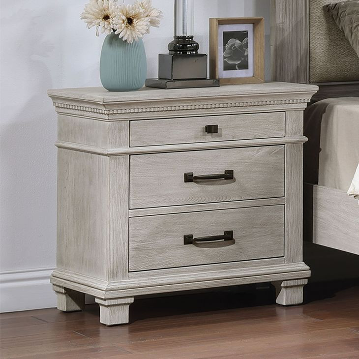 Silver Sands Gray 3 Drawer Nightstand