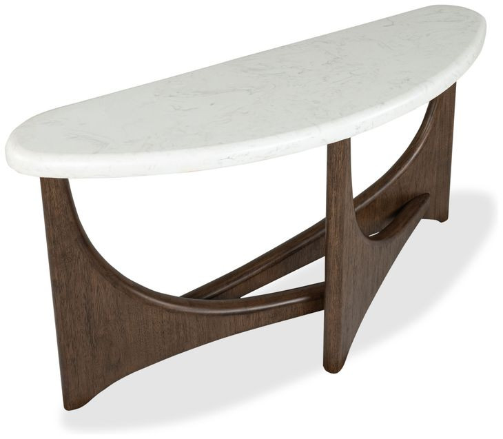 Elowen Vale Turkish Coffee and White Demilune Marble Top Sofa Table