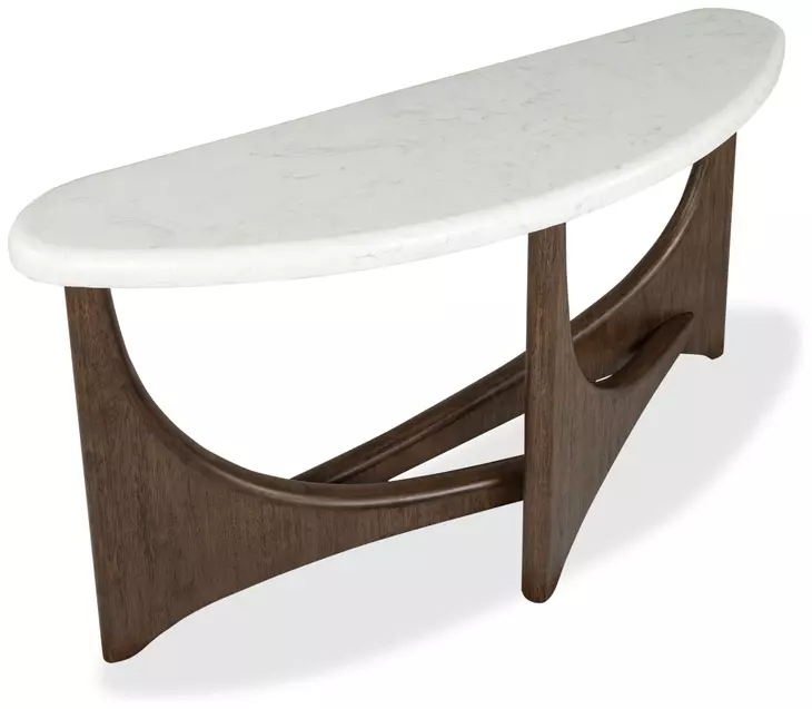 Elowen Vale Turkish Coffee and White Demilune Marble Top Sofa Table