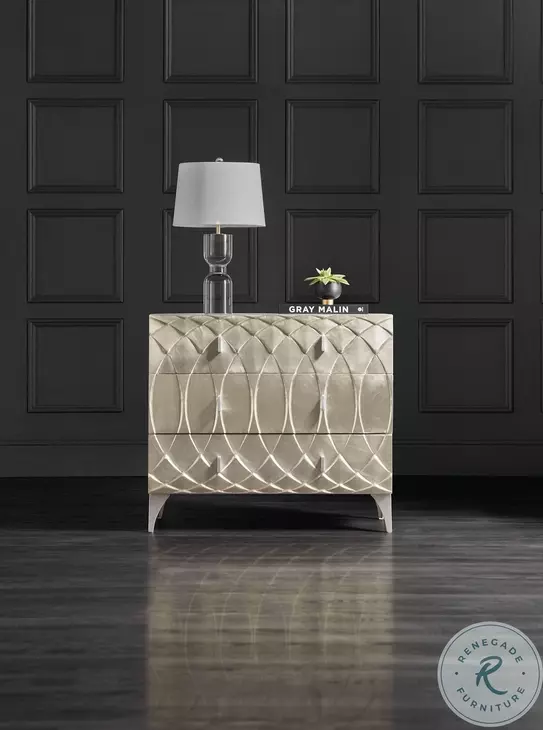 Isadora German Silver Foil Three Drawer Chest