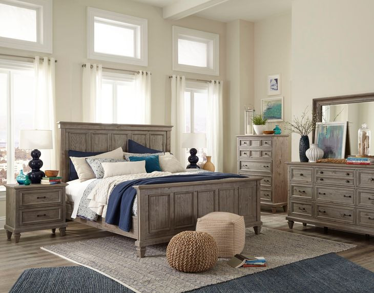 Lancaster Dovetail Gray 9 Drawer Dresser with Rectangular Mirror