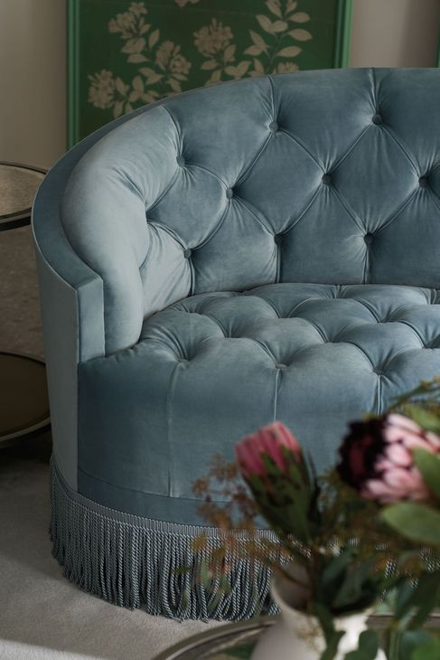 Heritage Modern Turquoise Velvet 90" Sofa