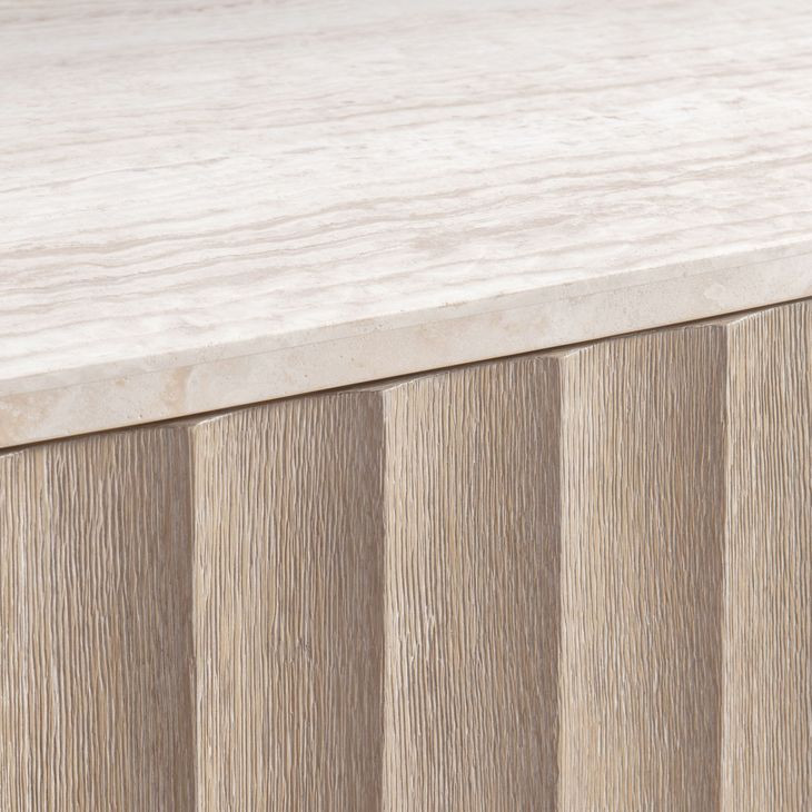 Loggia Aria and White 3 Door Travertine Top Buffet