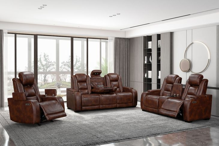 Chester Brown 74" Reclining Console Loveseat with USB Charging