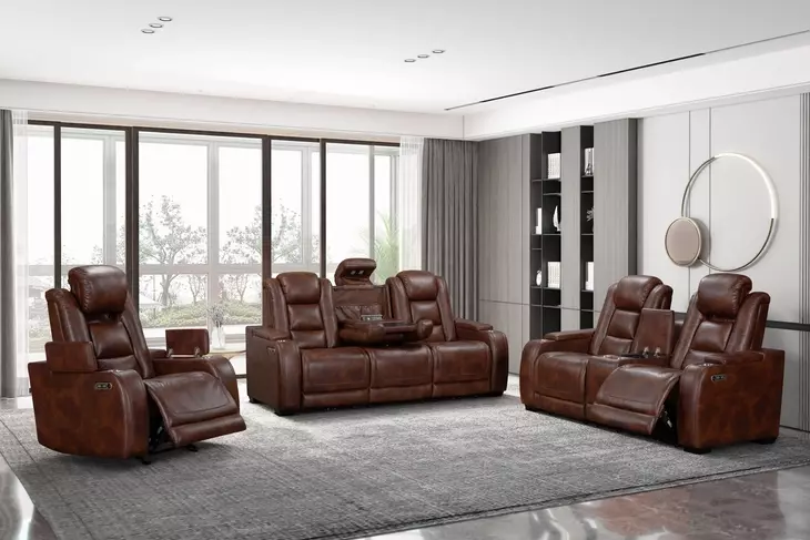 Chester Brown 74" Reclining Console Loveseat with USB Charging