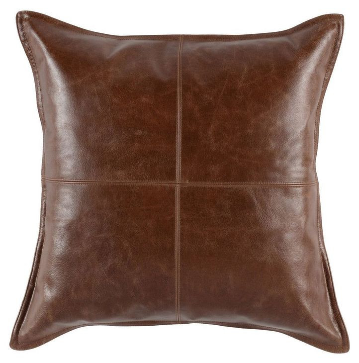 Soco Leather Kona Brown 22 x 22" Accent Pillow