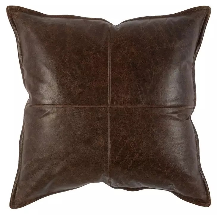 Soco Leather Parsons Cocoa 22 x 22" Accent Pillow Set of 2