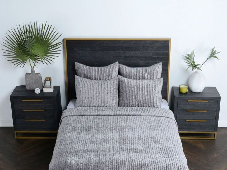 Bari Gray Velvet King Quilt