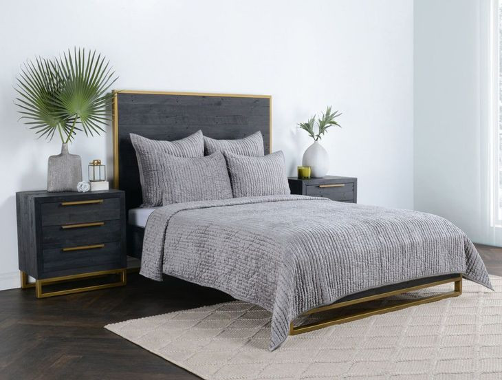 Bari Gray Velvet King Quilt