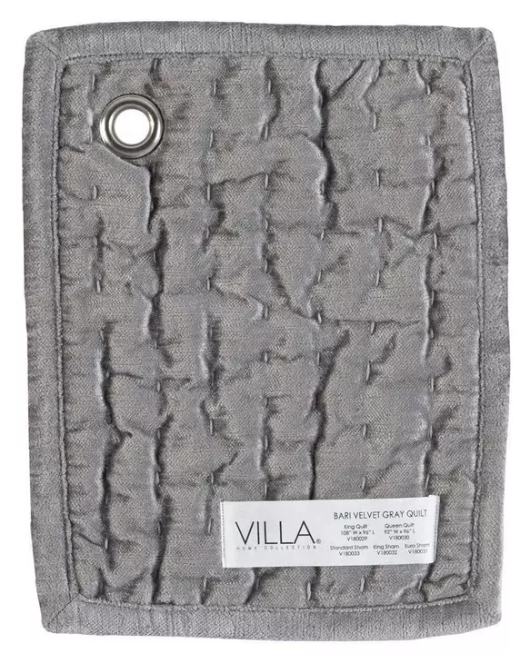 Bari Gray Velvet King Quilt