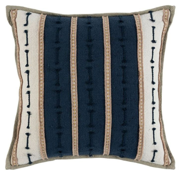 Mercado Jayda Azul Blue and Cream Square Accent Pillow