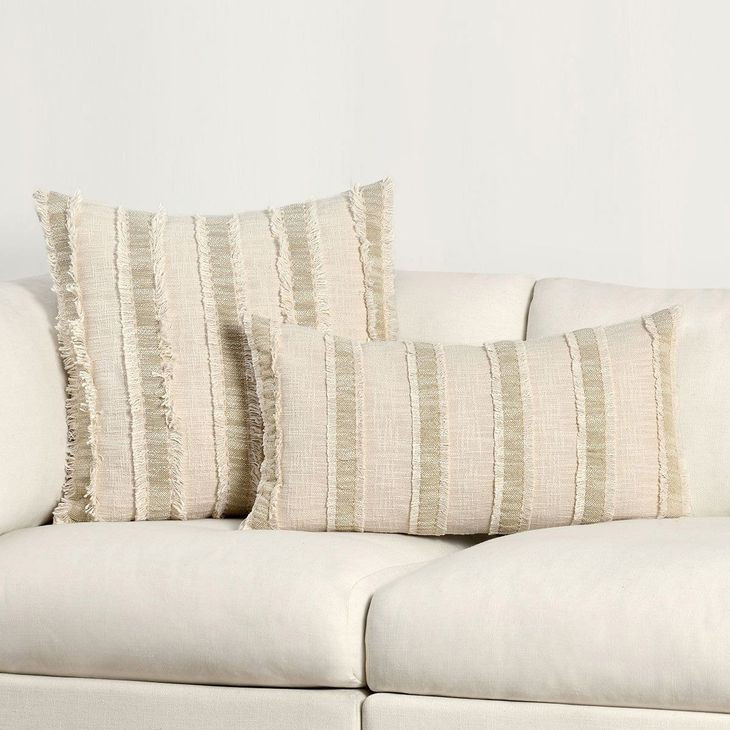 Affinity Nenna Natural and Ivory Square Accent Pillow