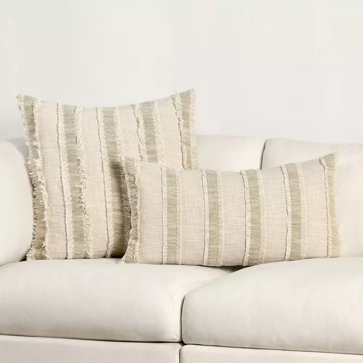 Affinity Nenna Natural and Ivory Square Accent Pillow Set of 2