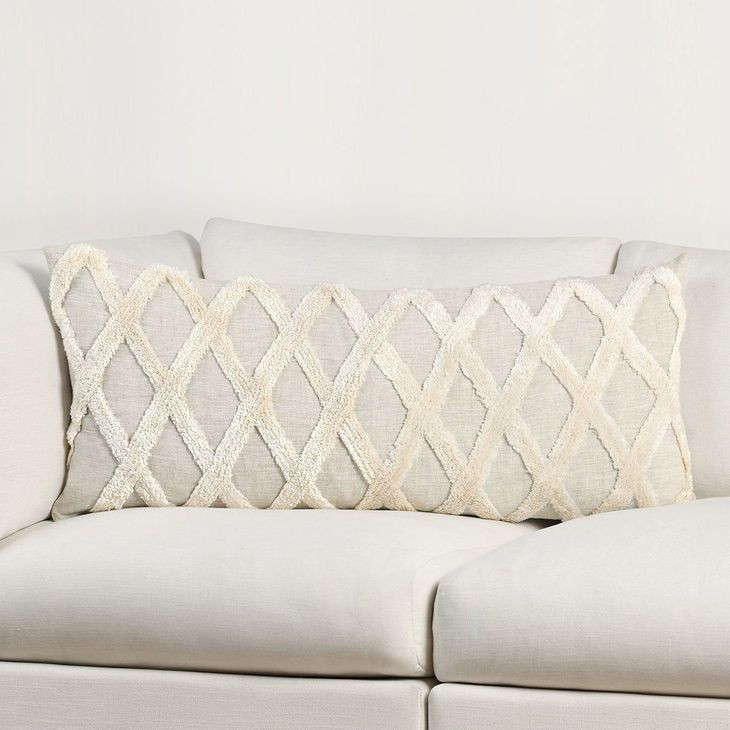 Intrigue Ellett Natural and Ivory Rectangular Accent Pillow
