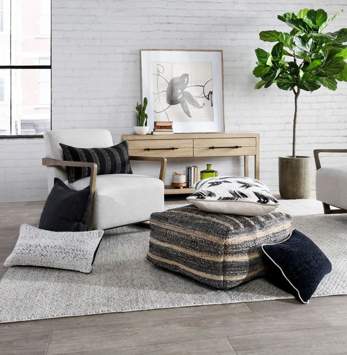 Solstice Charcoal Square Accent Pillow