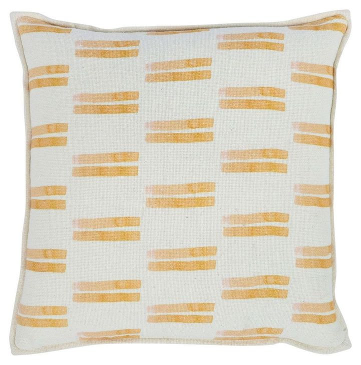 Repose Dunes Washed Orange and White Square Accent Pillow
