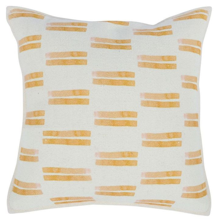 Repose Dunes Washed Orange and White Square Accent Pillow