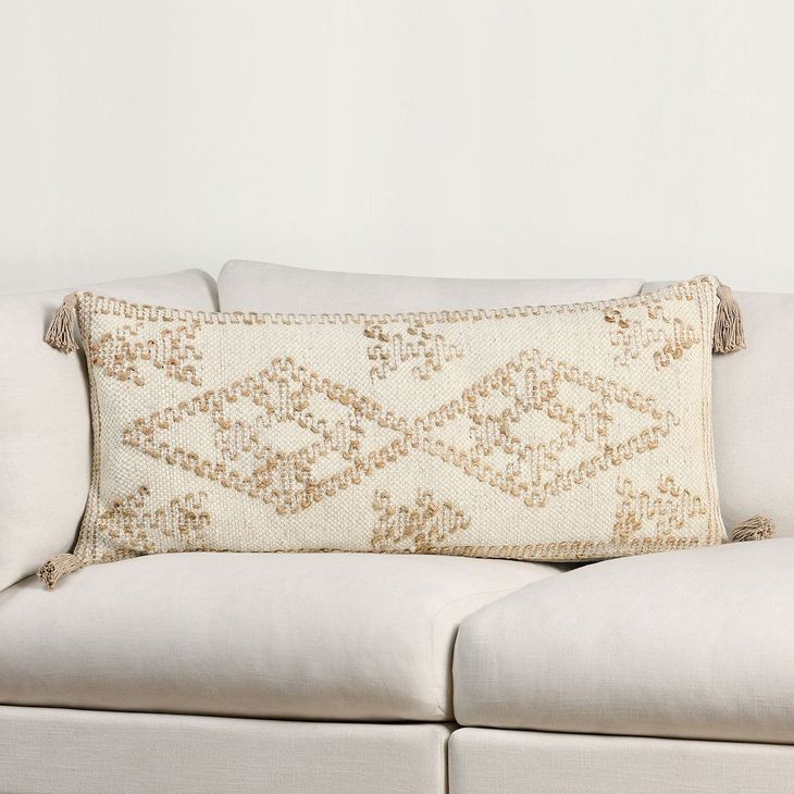 Comporta Farm Ivory and Natural Rectangular Accent Pillow