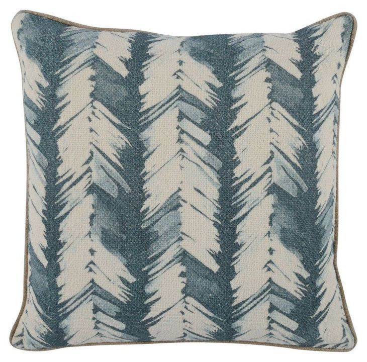 Comporta Lola Blue and Beige Square Accent Pillow
