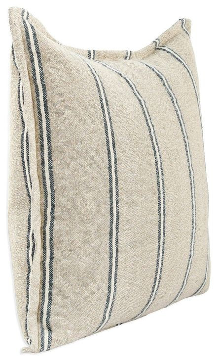 Comporta Delgada Natural and Blue 20 x 20" Accent Pillow