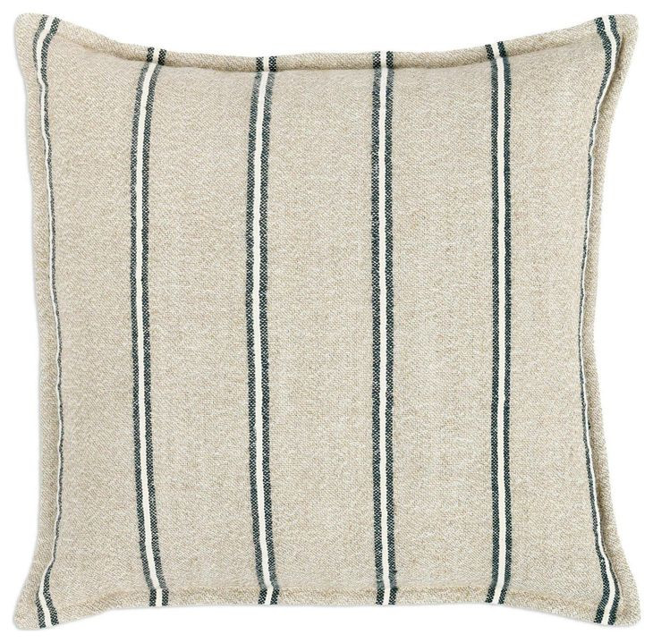 Comporta Delgada Natural and Blue 20 x 20" Accent Pillow