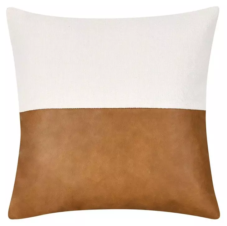 Villa Classics Canyon Ivory and Chestnut Square Accent Pillow Set of 2