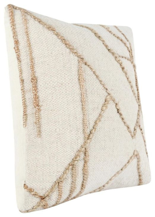 Comporta Sintra Ivory and Natural Square Accent Pillow