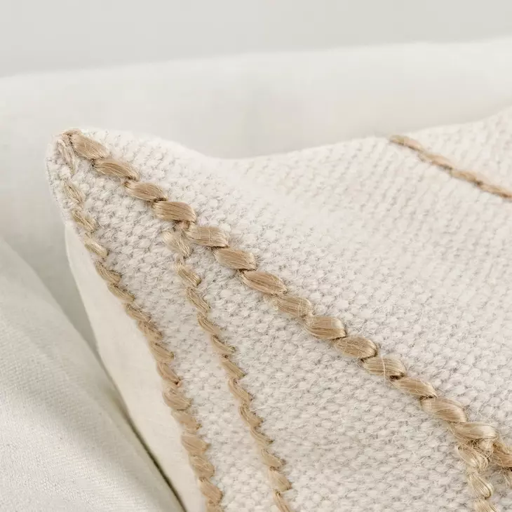 Comporta Sintra Ivory and Natural Square Accent Pillow Set of 2