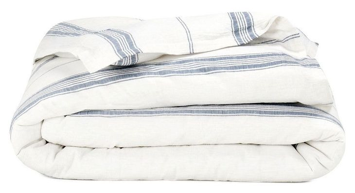 Jayson Blue Stripe Linen Cashmere Queen Duvet