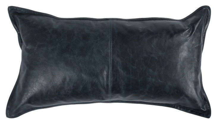 Soco Leather Naval Nightfall Blue Rectangular Accent Pillow