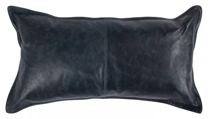 Soco Leather Naval Nightfall Blue Rectangular Accent Pillow Set of 2