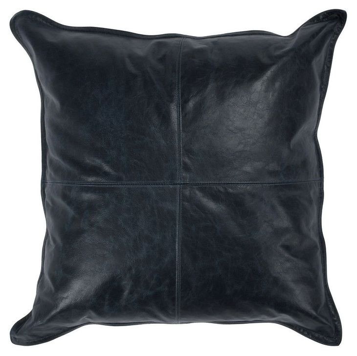Soco Leather Naval Nightfall Blue Square Accent Pillow