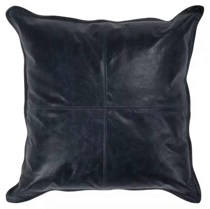 Soco Leather Naval Nightfall Blue Square Accent Pillow Set of 2